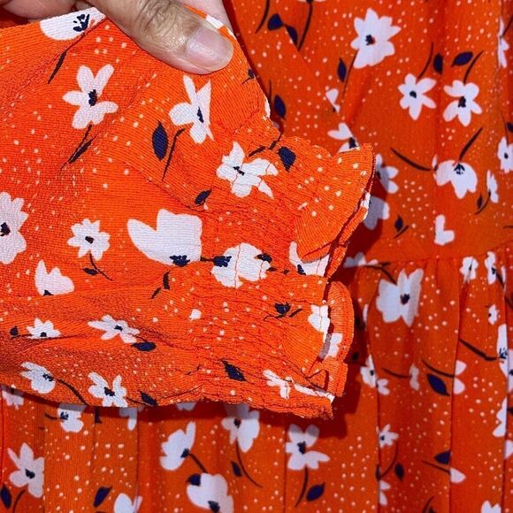 Eliza J Women's Tiered Formal Floral Soft Short Dress Red Orange Size 6 - Picture 7 of 12
